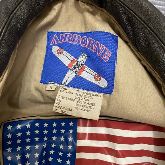 Mens Airborne Leathers A2 Air Force Bomber Jacket Sz XL Dark Brown Vintage 90’s - Picture 11 of 15